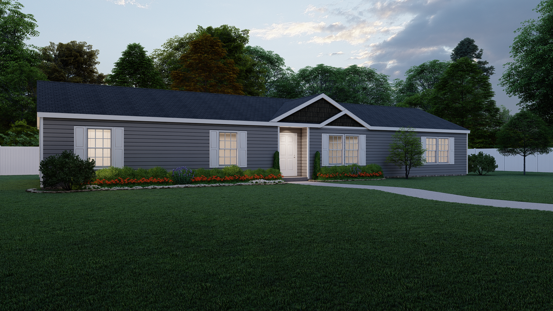 The 3338 HERITAGE Exterior. This Modular Home features 4 bedrooms and 2 baths.